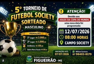 Imagem da notícia Figueirão adia Torneio de Futebol Society por causa da Copa do Mundo; veja a nova data